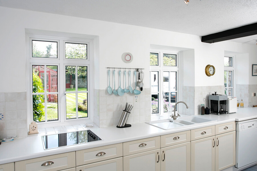 white alu casement windows